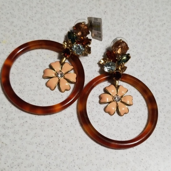J. Crew Jewelry - J Crew flower Tortoise shell earrings